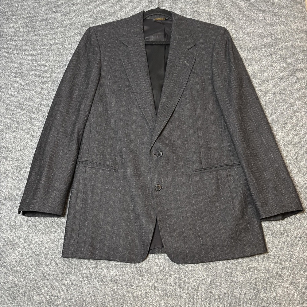 Saks Fifth Avenue Suit Mens 42R 33x33 Gray Stripe Wool USA Courreges‎ Homme